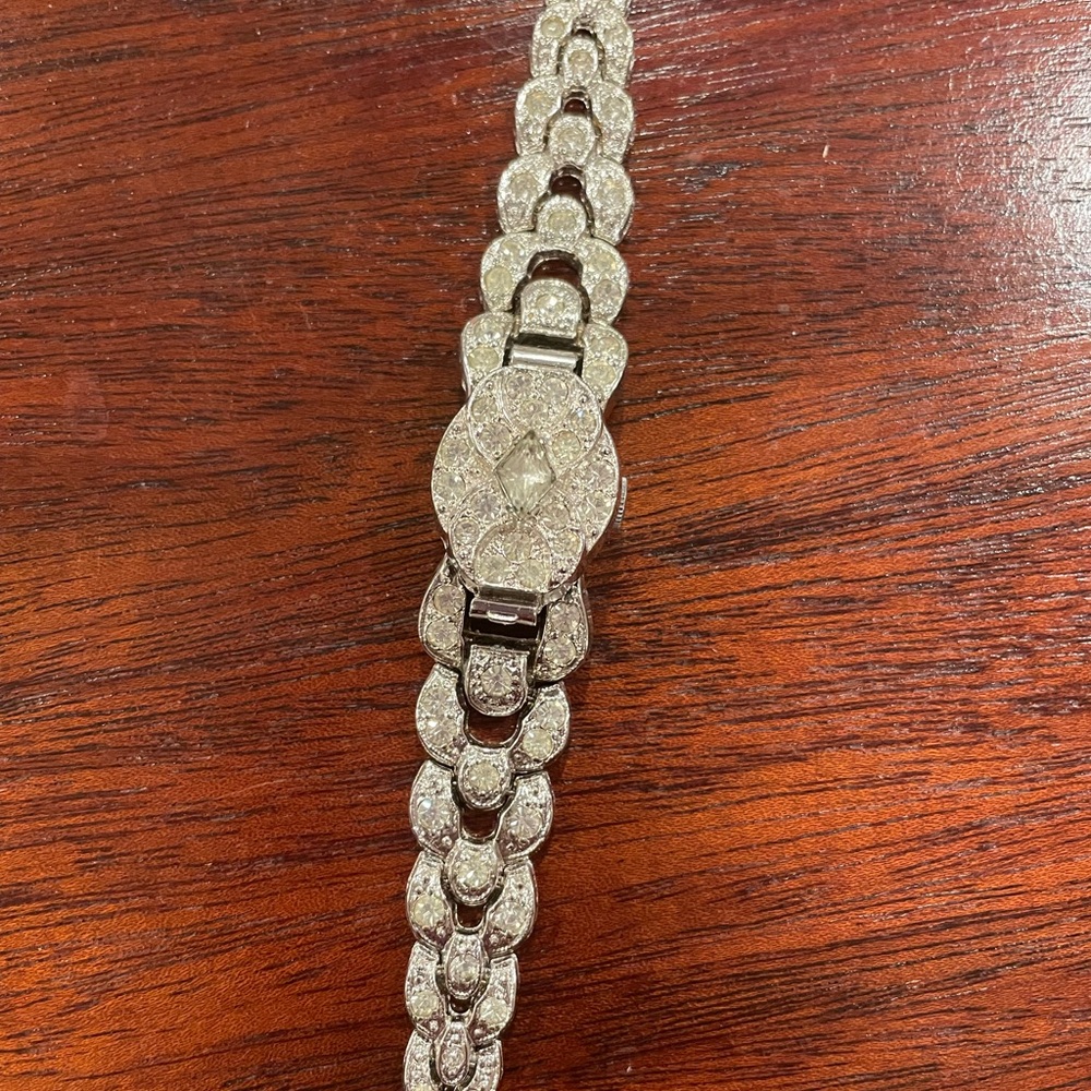 Vintage rhinestone bracelet with hidden watch